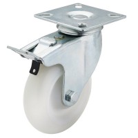 DRAPER 100mm Dia. Swivel Plate Fixing Nylon Wheel with Brake - S.W.L. 125Kg £13.99